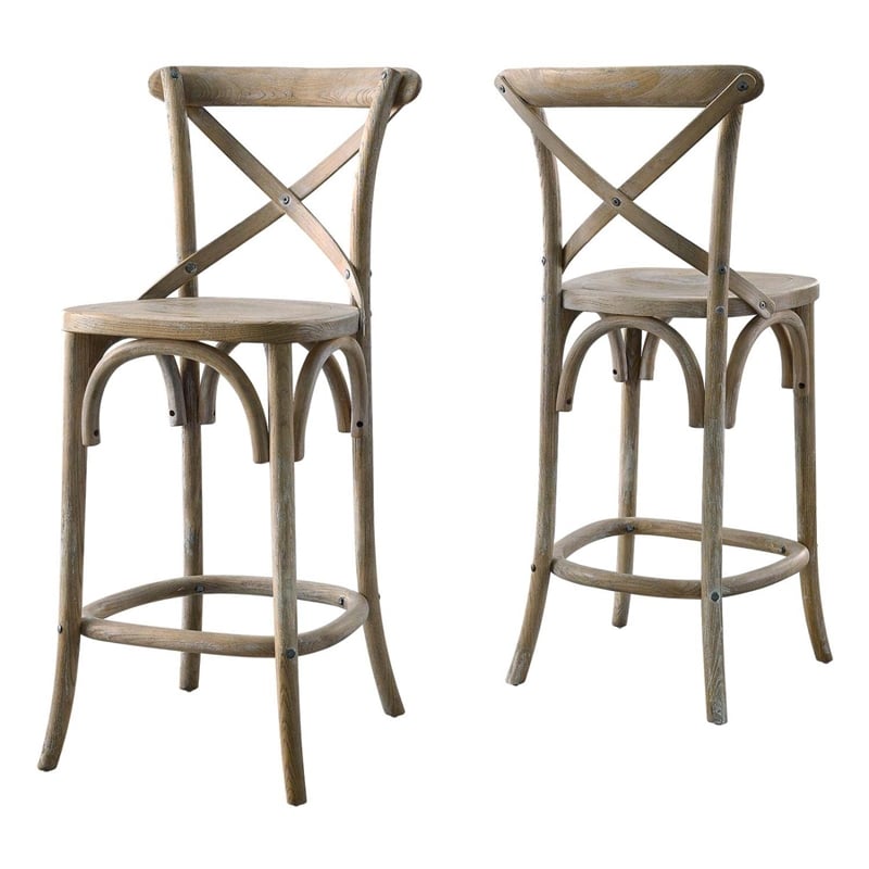 modway gear 39.5&quot modern style elm wood counter stool in gray finish