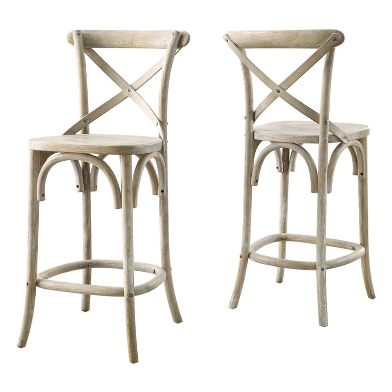 modway gear 39.5&quot modern style elm wood counter stool in gray finish