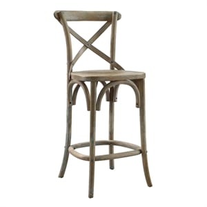 Modway Gear 39.5&quot Modern Style Elm Wood Counter Stool in Gray Finish