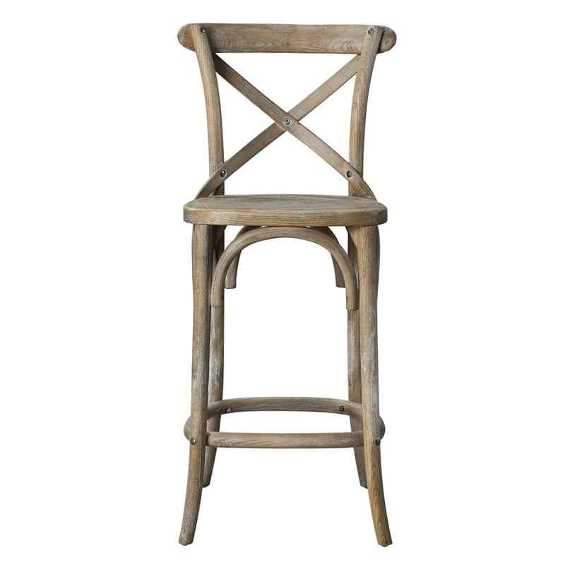 modway gear 39.5&quot modern style elm wood counter stool in gray finish