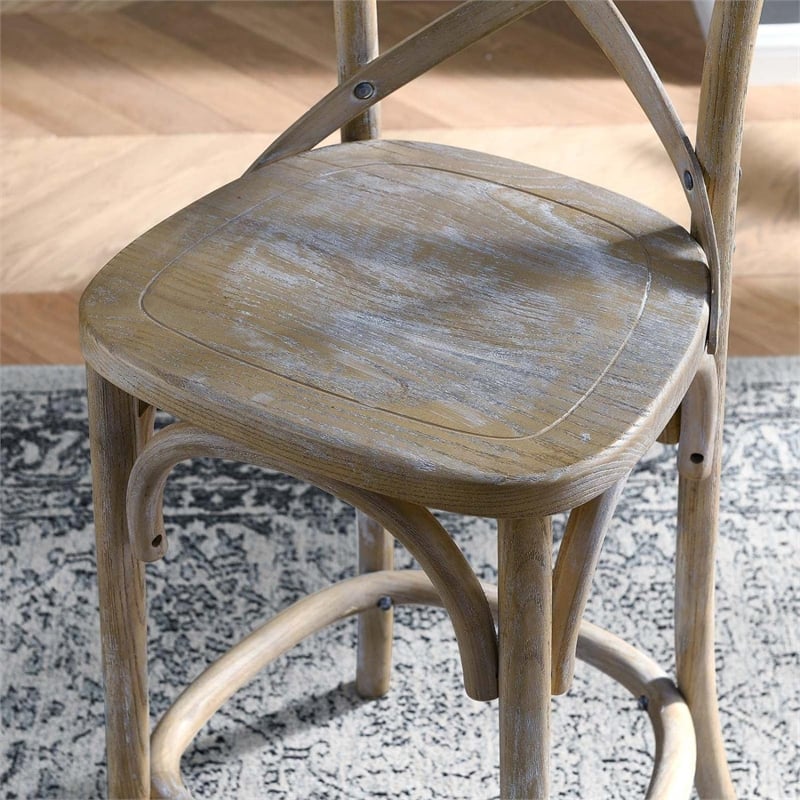 modway gear 39.5&quot modern style elm wood counter stool in gray finish