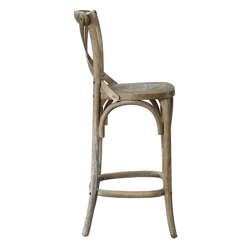 modway gear 39.5&quot modern style elm wood counter stool in gray finish