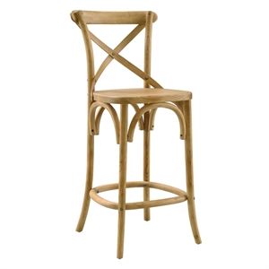 Modway Gear 39.5&quot Modern Style Elm Wood Counter Stool in Natural Finish