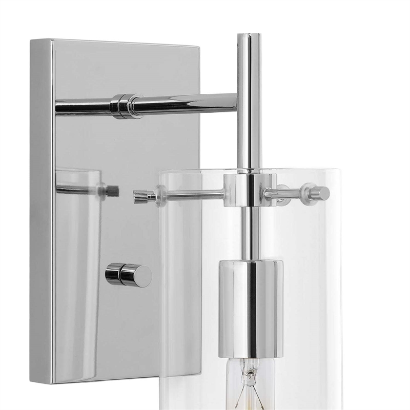 Modway Skylark Modern Style Glass Wall Sconce in Clear and Polished Nickel