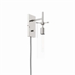 Modway Skylark Modern Style Glass Wall Sconce in Clear and Polished Nickel