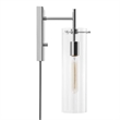 Modway Skylark Modern Style Glass Wall Sconce in Clear and Polished Nickel