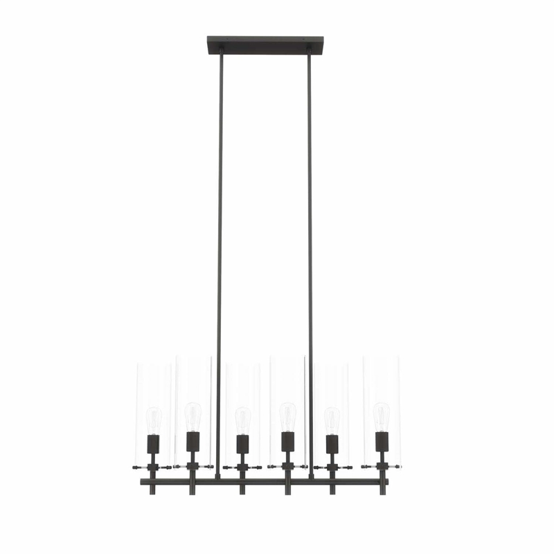 Modway Skylark 6-Light Glass and Metal Chandelier in Clear/Black