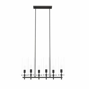 Modway Skylark 6-Light Glass and Metal Chandelier in Clear/Black