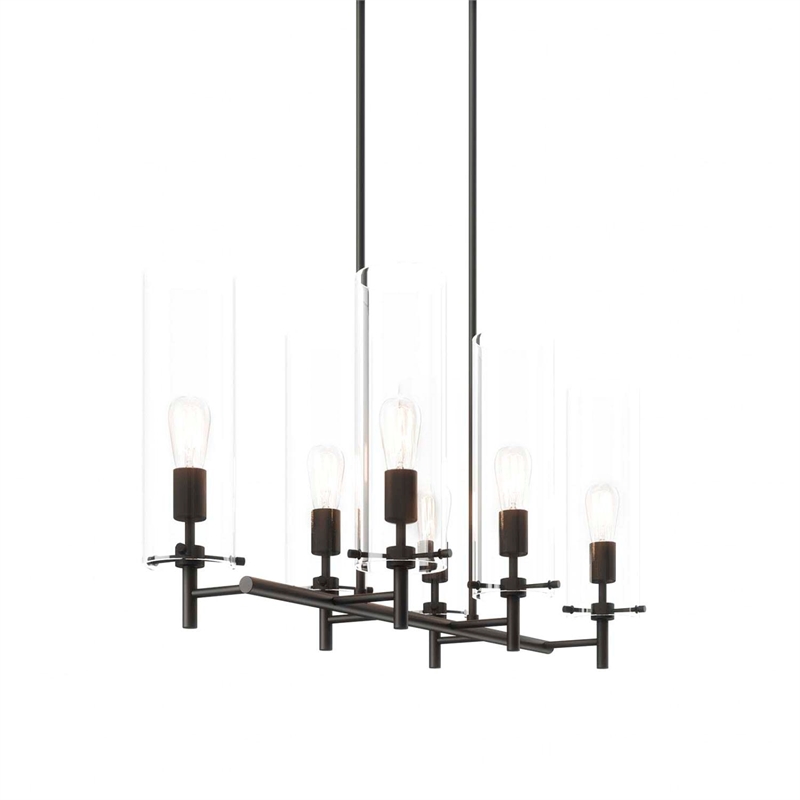 Modway Skylark 6-Light Glass and Metal Chandelier in Clear/Black