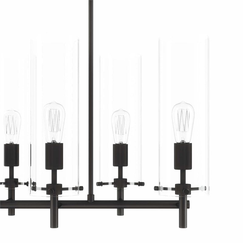 Modway Skylark 6-Light Glass and Metal Chandelier in Clear/Black