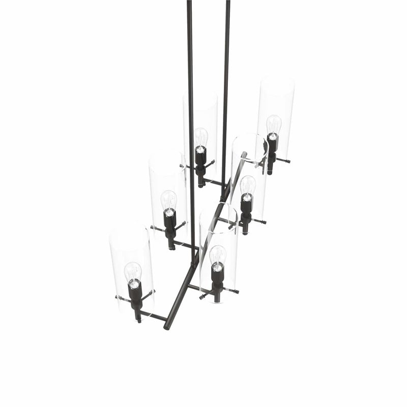 Modway Skylark 6-Light Glass and Metal Chandelier in Clear/Black