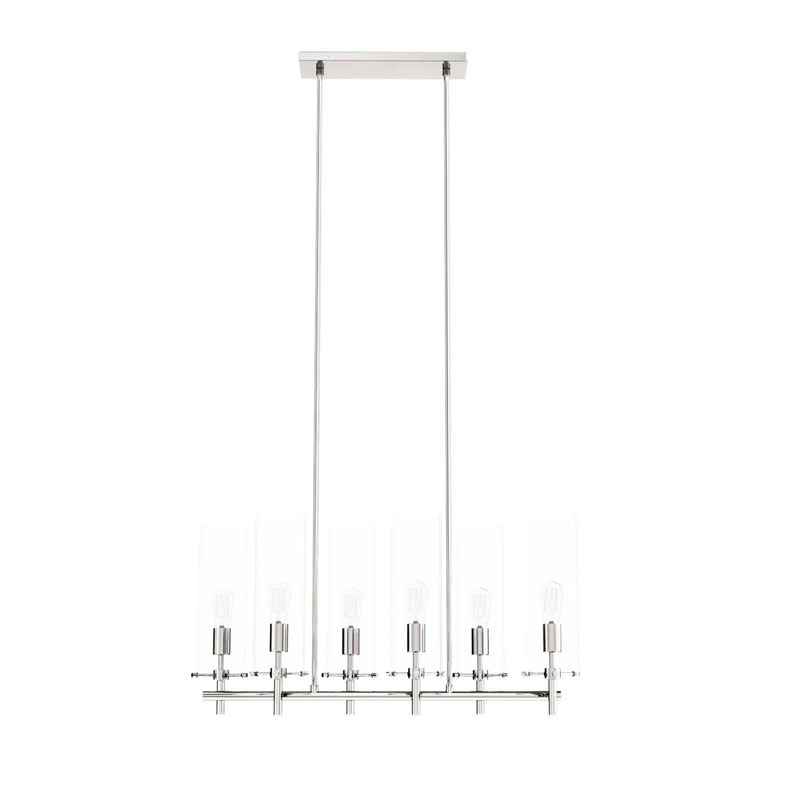 Modway Skylark 6-Light Glass and Metal Chandelier in Clear/Polished Nickel