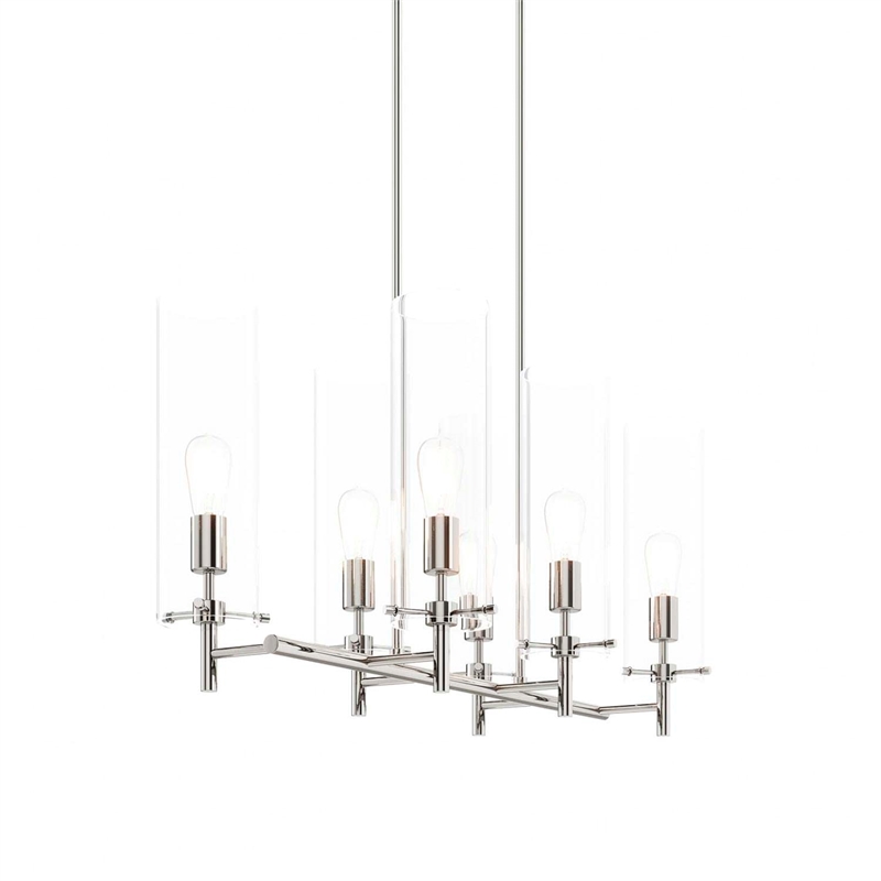 Modway Skylark 6-Light Glass and Metal Chandelier in Clear/Polished Nickel