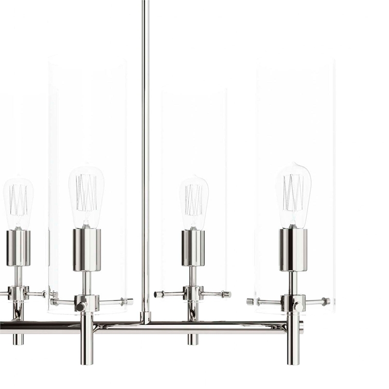 Modway Skylark 6-Light Glass and Metal Chandelier in Clear/Polished Nickel