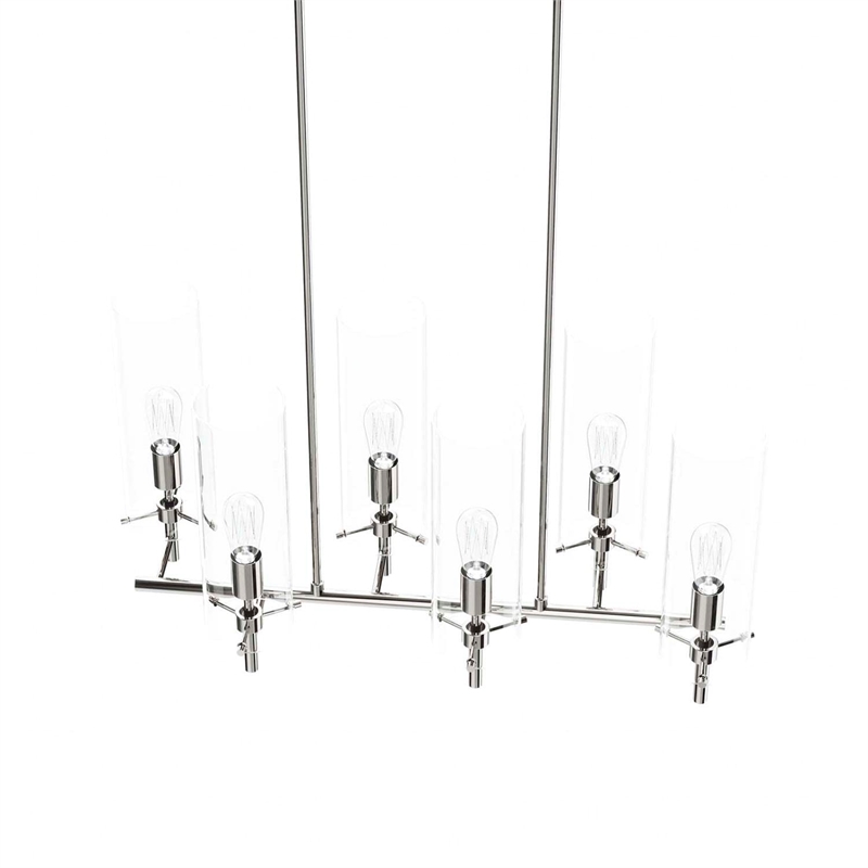 Modway Skylark 6-Light Glass and Metal Chandelier in Clear/Polished Nickel