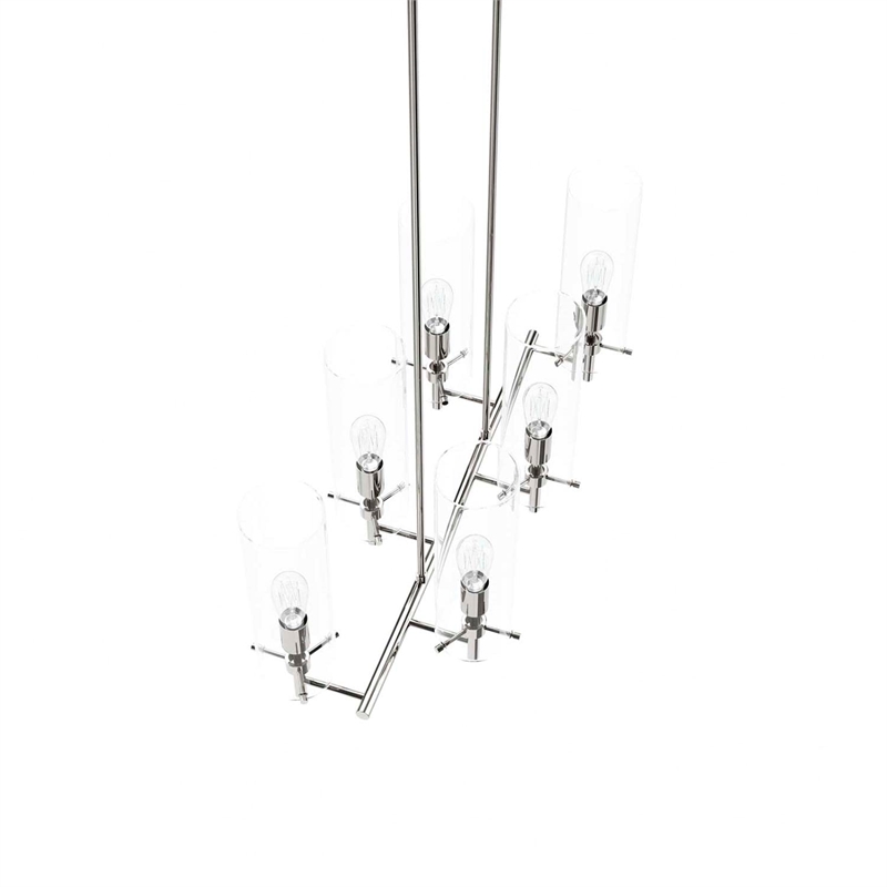Modway Skylark 6-Light Glass and Metal Chandelier in Clear/Polished Nickel