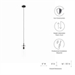 Modway Skylark Modern Style Metal and Glass Pendant Light in Clear/Black