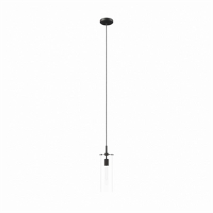 Modway Skylark Modern Style Metal and Glass Pendant Light in Clear/Black