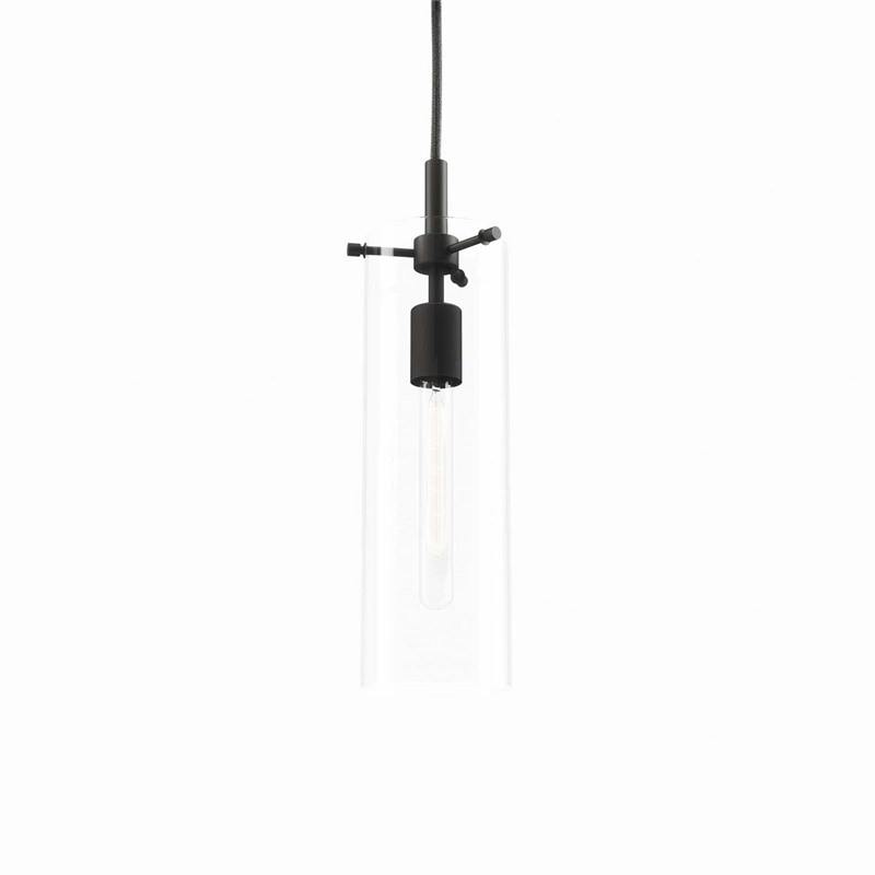 Modway Skylark Modern Style Metal and Glass Pendant Light in Clear/Black