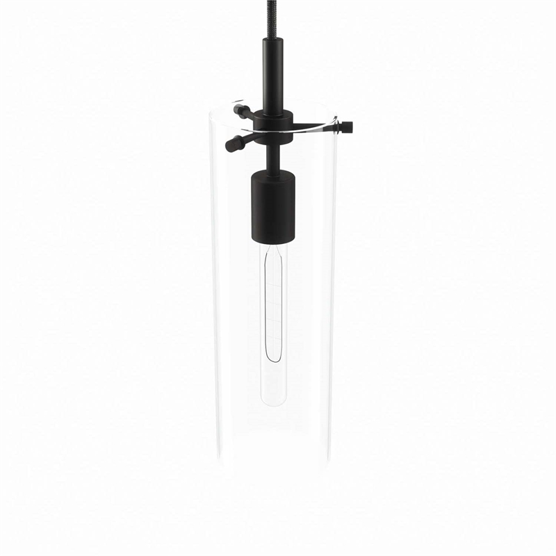 Modway Skylark Modern Style Metal and Glass Pendant Light in Clear/Black