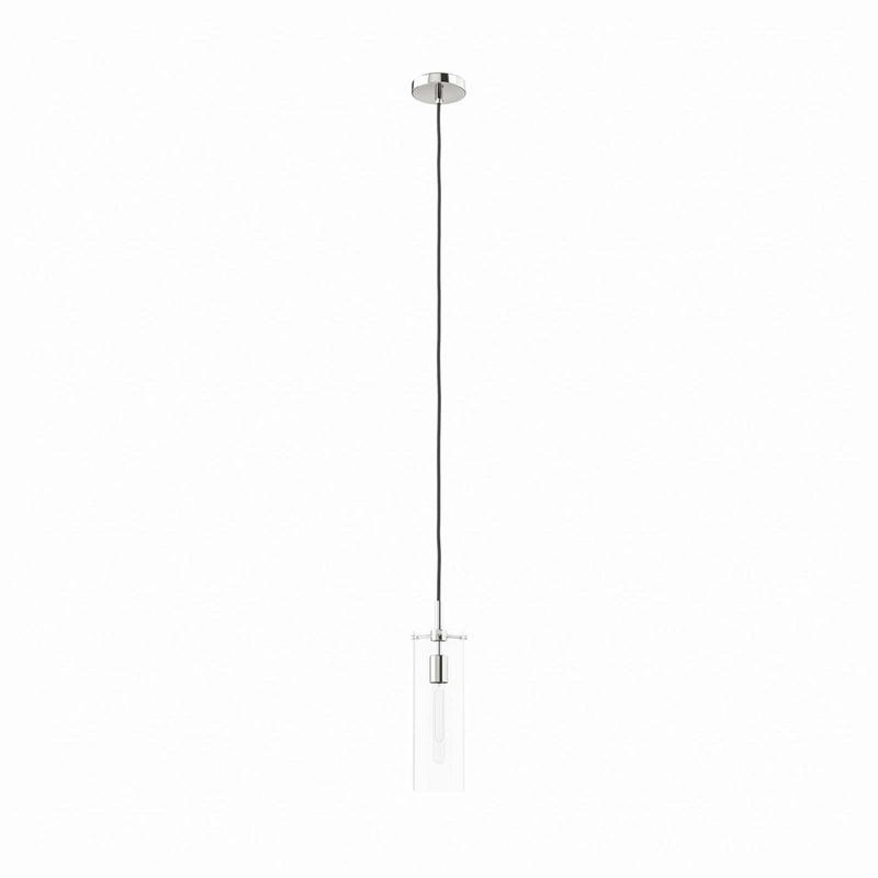 Modway Skylark Metal and Glass Pendant Light in Clear/Polished Nickel
