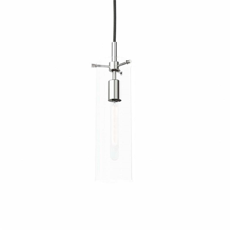 Modway Skylark Metal and Glass Pendant Light in Clear/Polished Nickel