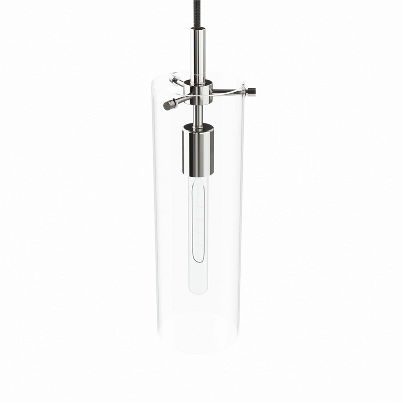 Modway Skylark Metal and Glass Pendant Light in Clear/Polished Nickel