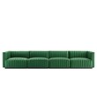 Modway Conjure 4-Piece Channel Tufted Performance Velvet Sofa in Black/Emerald