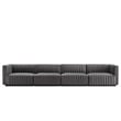 Modway Conjure 4-Piece Channel Tufted Performance Velvet Sofa in Black/Gray