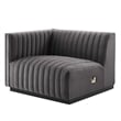 Modway Conjure 4-Piece Channel Tufted Performance Velvet Sofa in Black/Gray