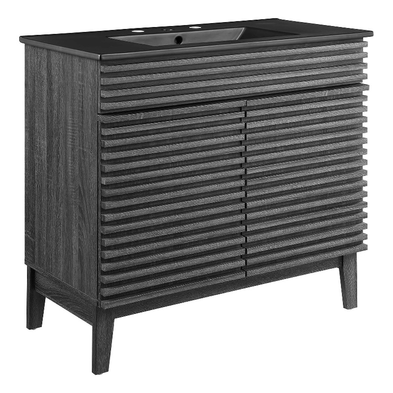 Modway Render 36" MDF and Particleboard Bathroom Vanity in Charcoal