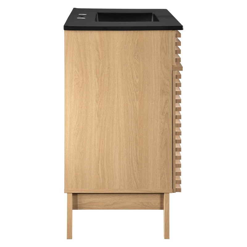 modway render 36&quot mdf and particleboard bathroom vanity in oak/black