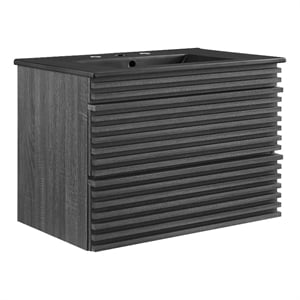 Modway Render 30&quot MDF Wood Wall-Mount Bathroom Vanity in Charcoal/Black