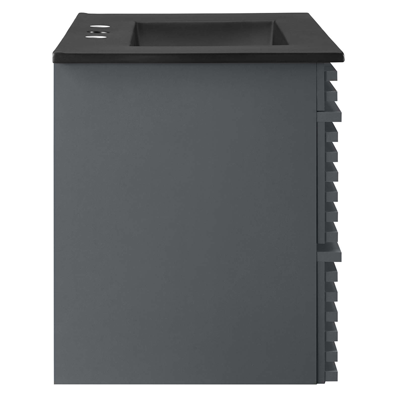modway render 30&quot mdf wood wall-mount bathroom vanity in gray/black
