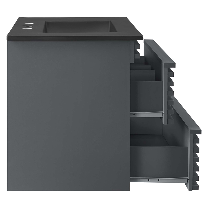 modway render 30&quot mdf wood wall-mount bathroom vanity in gray/black
