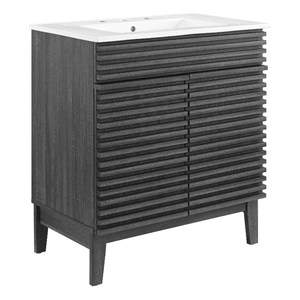 Modway Render 30&quot Particleboard Bathroom Vanity Cabinet in Charcoal/White