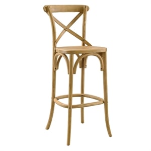 Modway Gear 43.5&quot Modern Style Elm Wood Bar Stool in Natural Finish