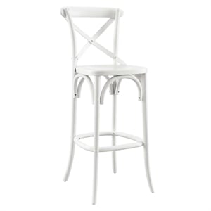 Modway Gear 43.5&quot Modern Style Elm Wood X-brace Back Bar Stool in White Finish