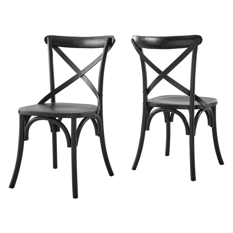 Modway Gear Modern Style Elm Wood Dining Side Chair in Black Finish