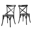 Modway Gear Modern Style Elm Wood Dining Side Chair in Black Finish