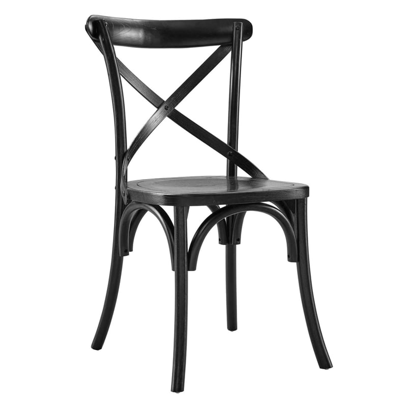 Modway Gear Modern Style Elm Wood Dining Side Chair in Black Finish