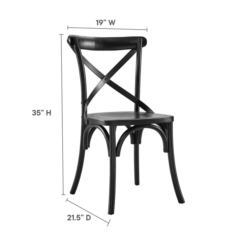 Modway Gear Modern Style Elm Wood Dining Side Chair in Black Finish