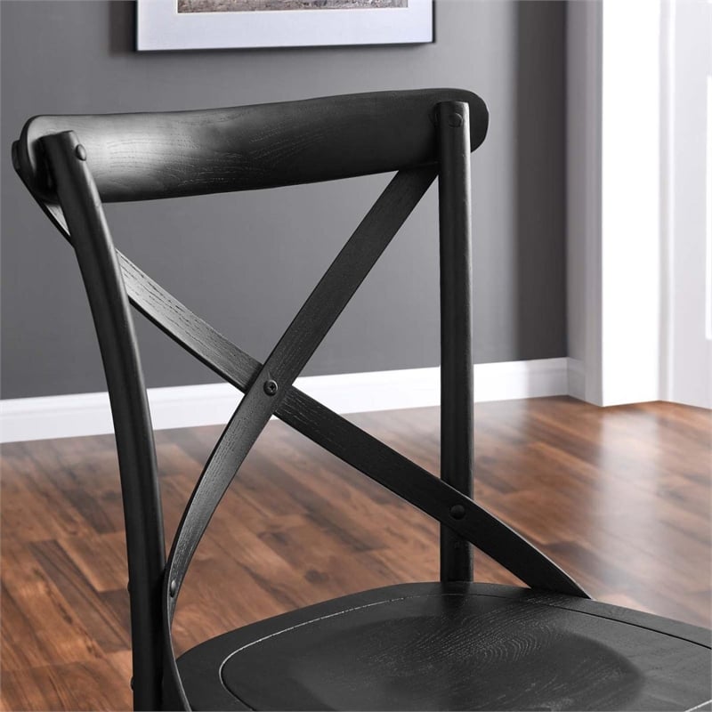 Modway Gear Modern Style Elm Wood Dining Side Chair in Black Finish