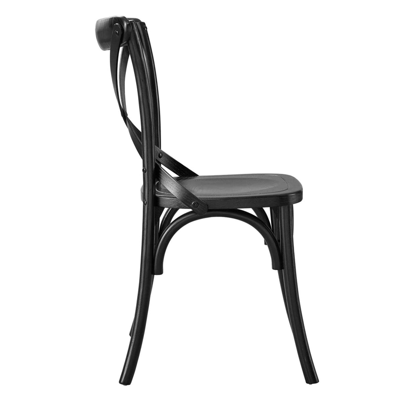 Modway Gear Modern Style Elm Wood Dining Side Chair in Black Finish