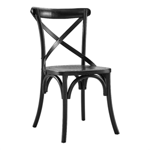 modway gear modern style elm wood dining side chair in black finish