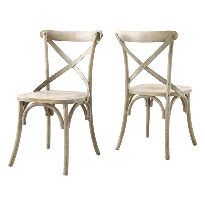 Modway Gear Modern Style Elm Wood Dining Side Chair in Gray Finish
