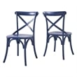 Modway Gear Elm Wood Dining Side Chair in Midnight Blue Finish