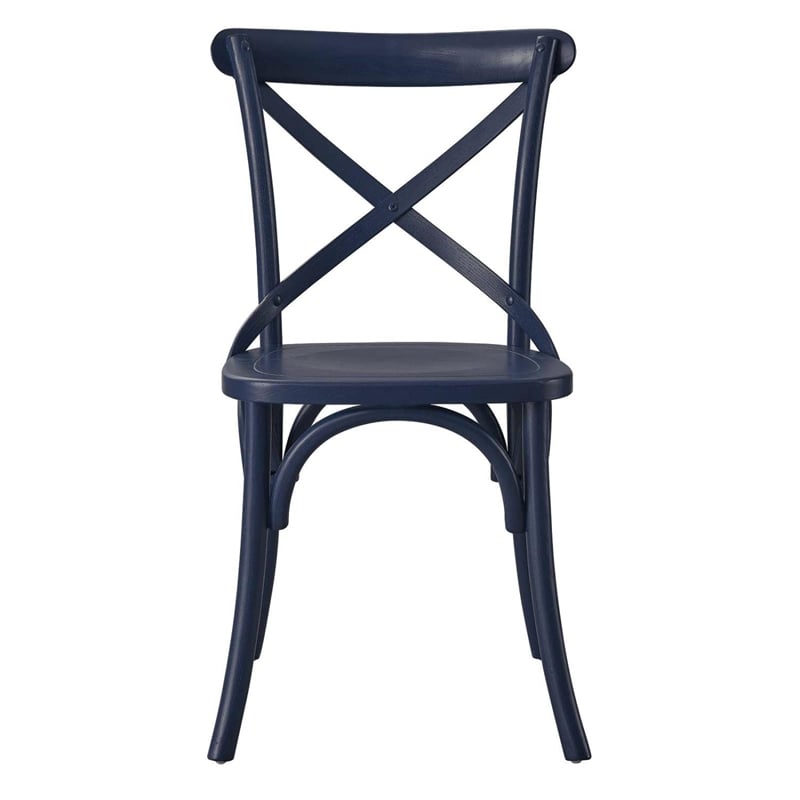 Modway Gear Elm Wood Dining Side Chair in Midnight Blue Finish
