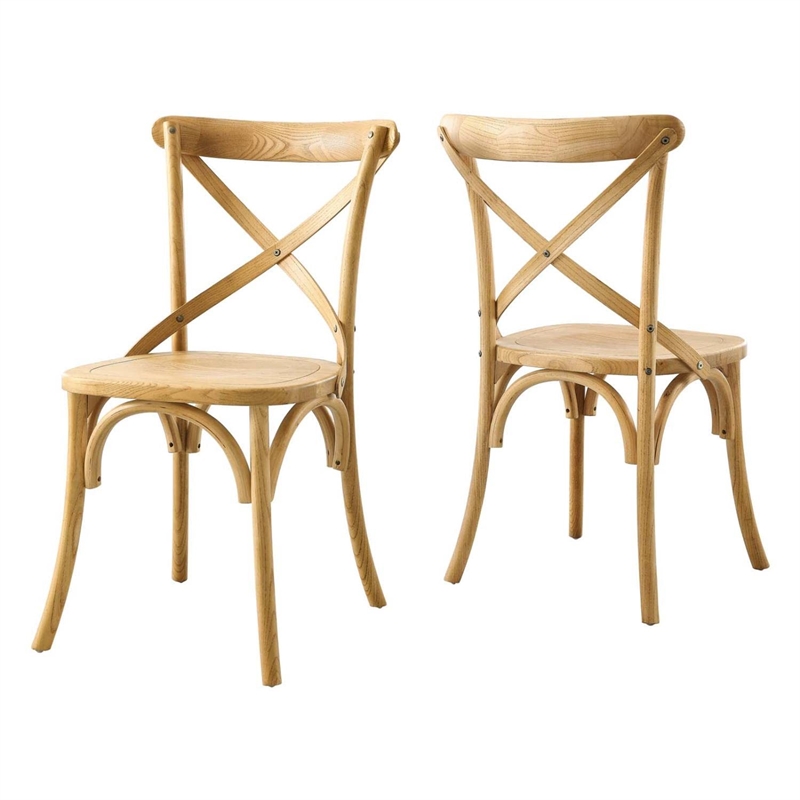 Modway Gear Modern Style Elm Wood Dining Side Chair in Natural Finish