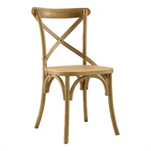 modway gear modern style elm wood dining side chair in natural finish